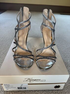 Dark Grey Sparkly Strappy Heels